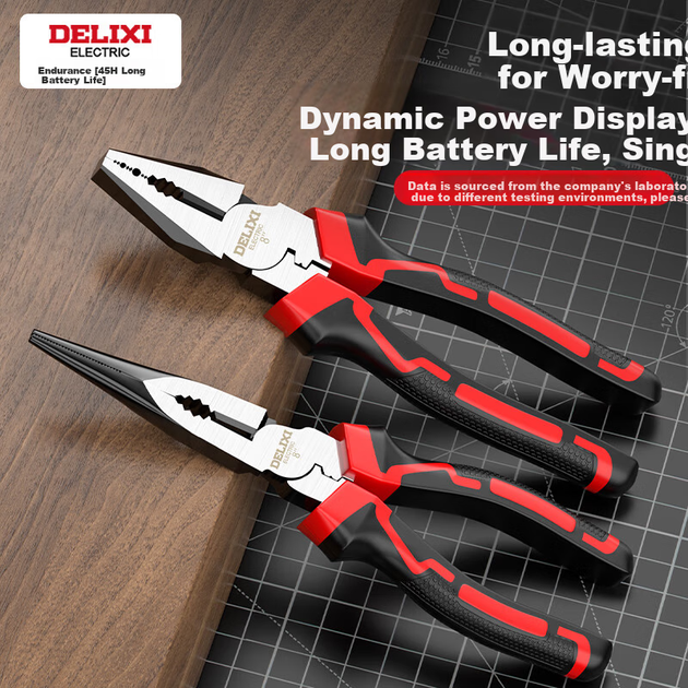 DELIXI ELECTRIC Плоскогубці, плоскогубці з голконосими кінчиками, багатофункціональні кусачки для дроту, плоскогубці для електрика, плоскогубці зі зміщеним кінчиком, набір з двох предметів, 8 дюймів - зображення 4