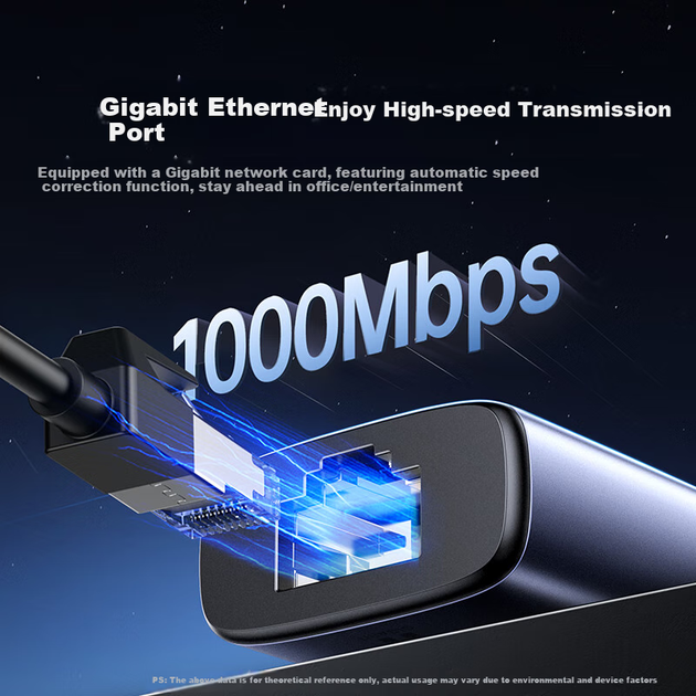 UGREEN USB 3.0 - Gigabit Ethernet адаптер-хаб, сплітер, мережевий кабель-конвертер [порт даних Type-C] RJ45 конвертер, розширення, док-станція для ноутбуків і настільних комп'ютерів - изображение 5