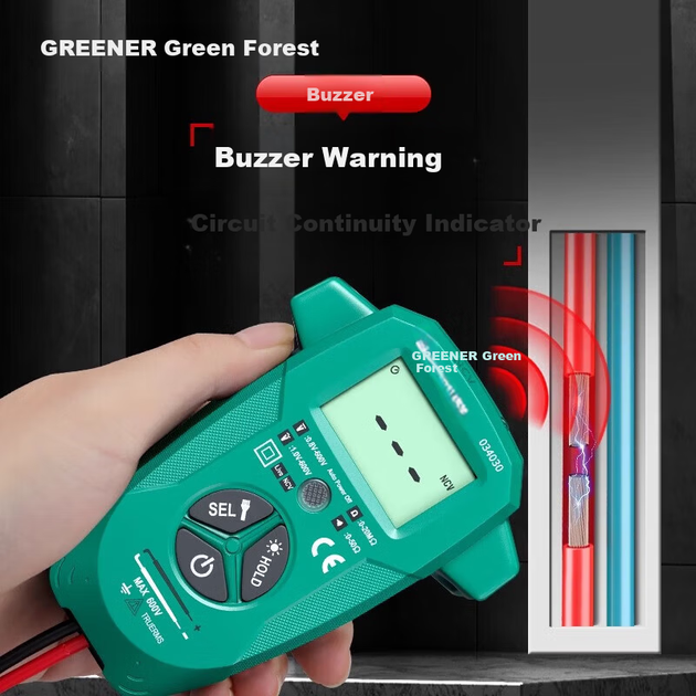 Цифровий мультиметр GREENER, високоточний, універсальний, з інтелектуальними функціями, захистом від перегріву, підсвічуванням та великим цифровим дисплеєм, комплект для електрика. - зображення 6