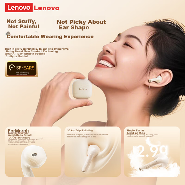 Наушники Lenovo EA166 TWS ANC Moon Rock White - изображение 9