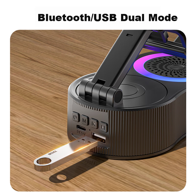 Беспроводная Bluetooth-колонка Newmine PBS007, подставка для телефона, многофункциональная складная портативная настольная колонка, внешний усилитель для звонков и сабвуфер, белый цвет. - изображение 9