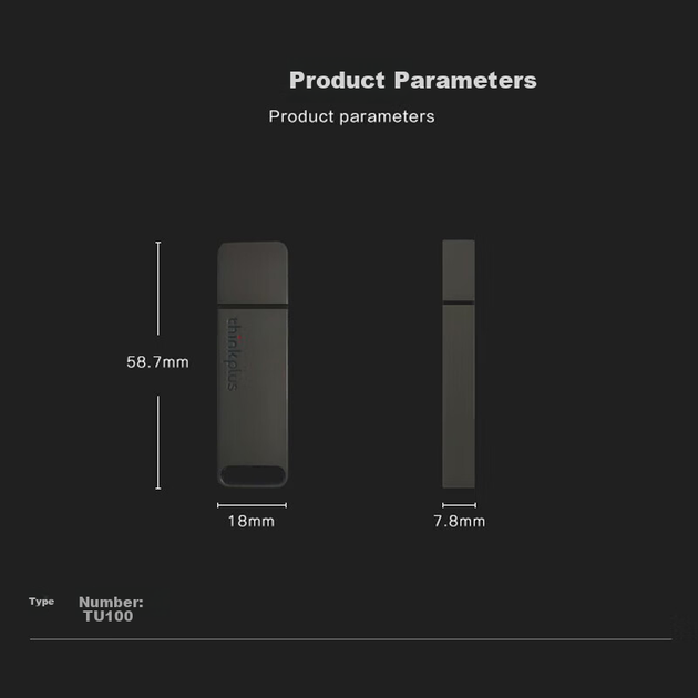 Флеш-накопичувач Thinkplus Lenovo 32 ГБ USB 3.1 Office Business, міні-портативний металевий флеш-накопичувач, серія TU100, сірий - зображення 5