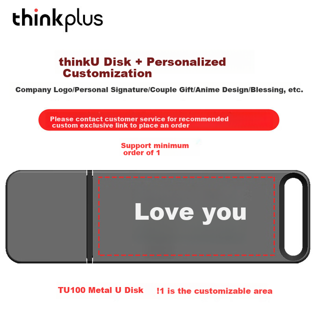 Флеш-накопичувач Thinkplus Lenovo 32 ГБ USB 3.1 Office Business, міні-портативний металевий флеш-накопичувач, серія TU100, сірий - зображення 6