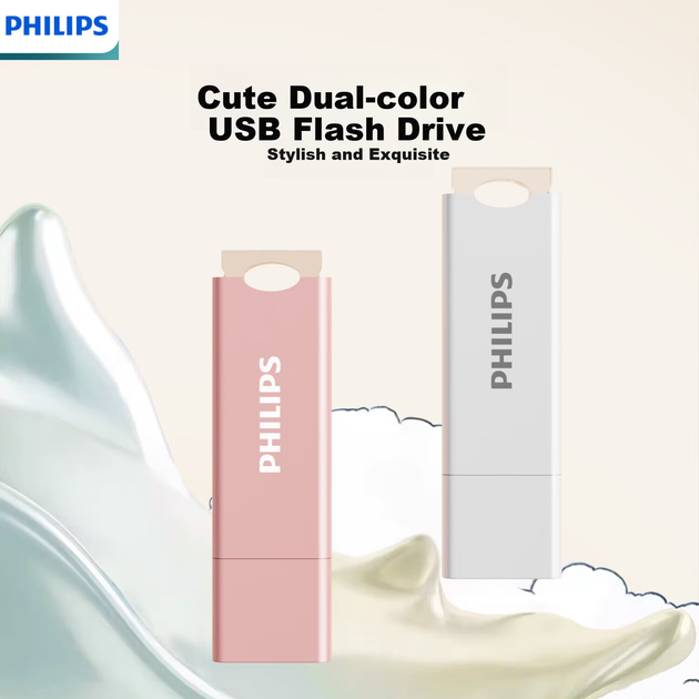 Флеш-накопитель PHILIPS 128 ГБ USB 3.2, 10UA, светло-персиково-розовый, симпатичный дизайн, скорость чтения 150 МБ/с, высокоскоростное хранилище для расширения памяти компьютера, использования в офисе и учебе. - изображение 5