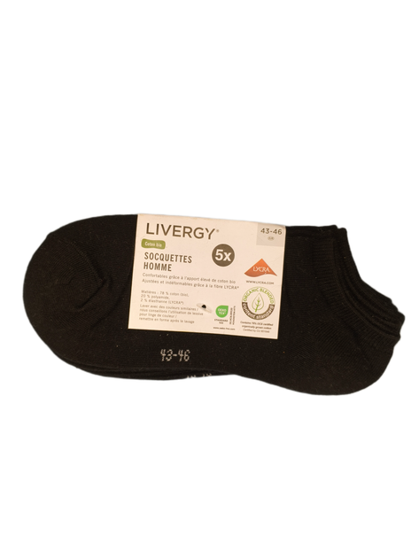 Мужские короткие носки Socquettes Homme Livergy 43-46р черные 5 пар - изображение 4