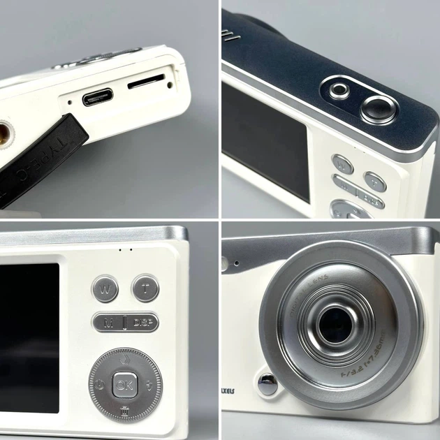Цифровая фотокамера Q10 LCD 2.7K, Digital Zoom 16x, 48Mp, 4GB to 128GB TF Белый 58101-2 - Фото 6 Цифровая фотокамера Q10 LCD 2.7K, Digital Zoom 16x, 48Mp, 4GB to 128GB TF Белый 58101-2 - изображение 6
