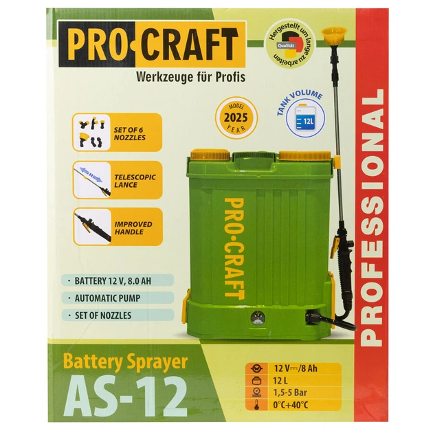 Акумуляторний обприскувач Procraft AS-12 12 л, 12 В, 12 А·год для саду та городу - зображення 2