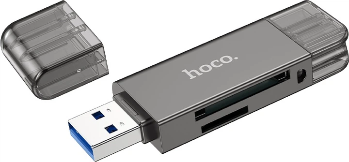 Кардрідер Hoco HB39 USB/Type-C 3.0 high-speed card reader Metal Gray (6942007604819) - зображення 4