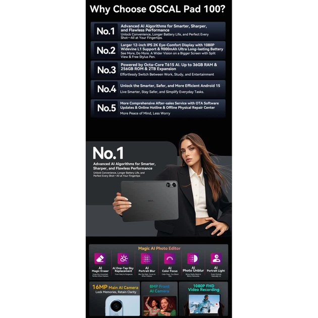 Планшет Oscal Pad 100 12.0 6/256GB 4G (LTE) Sky Blue (6931548326335) - Фото 10 Планшет Oscal Pad 100 12.0 6/256GB 4G (LTE) Sky Blue (6931548326335) - зображення 10