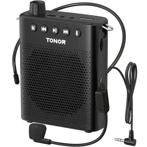 Портативний підсилювач голосу TONOR K10 з гарнітурою, FM-радіо та MP3 програвачем - Фото 1 Портативний підсилювач голосу TONOR K10 з гарнітурою, FM-радіо та MP3 програвачем - зображення 1