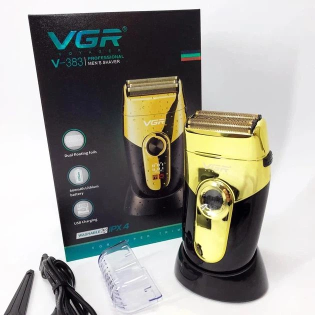 Аккумуляторный шейвер VGR Finale Shaver с двойной сеткой и зарядной базой - изображение 11
