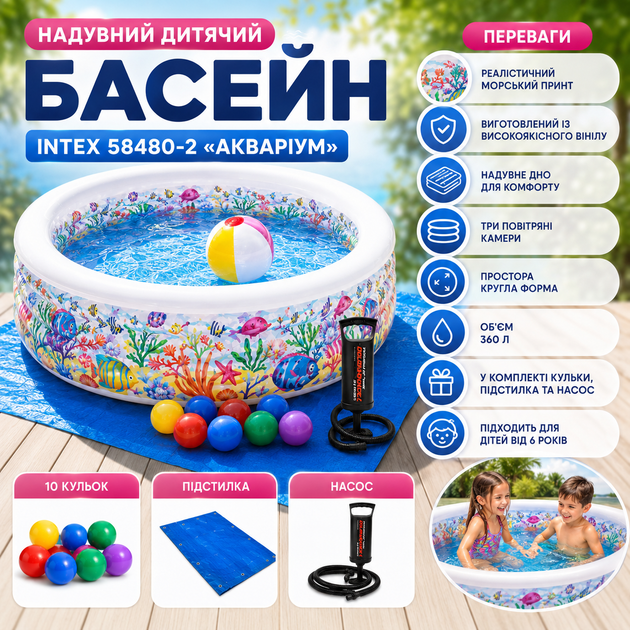 Детский надувной бассейн Intex 58480-2 Аквариум - изображение 4