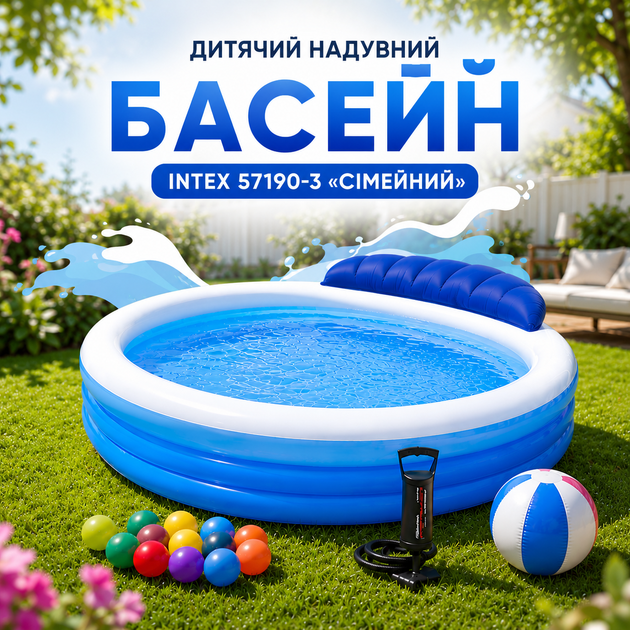 Детский надувной бассейн Intex 57190-3 «Семейный» - изображение 2