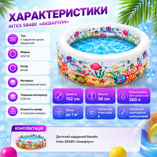 Детский надувной бассейн Intex 58480 Аквариум - изображение 6