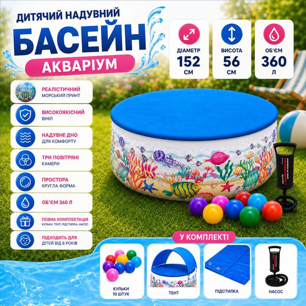 Детский надувной бассейн Intex 58480-3 «Аквариум» - изображение 4
