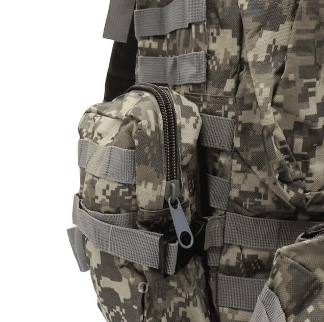 Рюкзак тактичний штурмовий військовий з підсумками B08 60л піксель - зображення 7