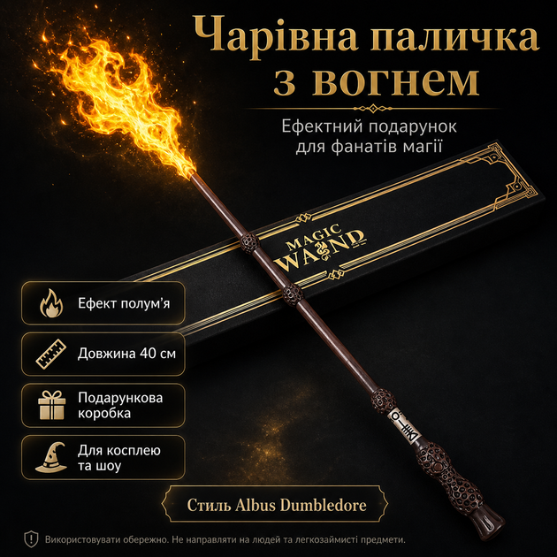 Чарівна паличка з вогнем Гаррі Поттер (стріляє вогнем) - Albus Dumbledore - зображення 6