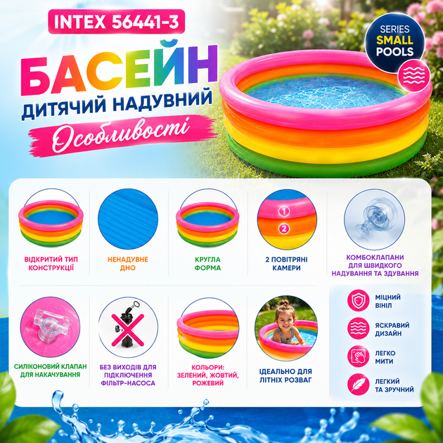 Детский надувной бассейн Intex 56441-3 «Радуга» - изображение 5