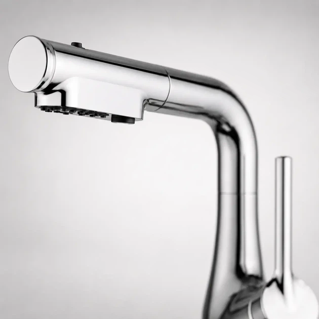 Кухонний змішувач Faucet CR-8428 з висувною лійкою та поворотом 360°. Змішувач для кухні з аератором хром. - зображення 7