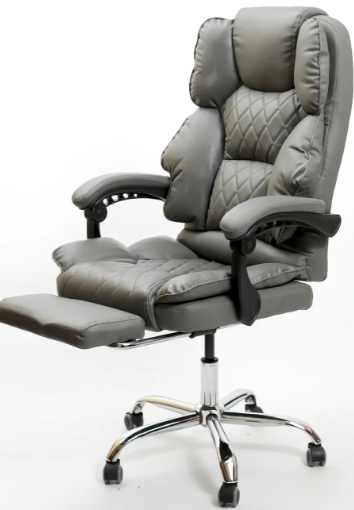 Офисное кресло Diego Comfort Pro серое Офисное компьютерное кресло до 120 кг Офисное кресло с подставкой для ног - изображение 5