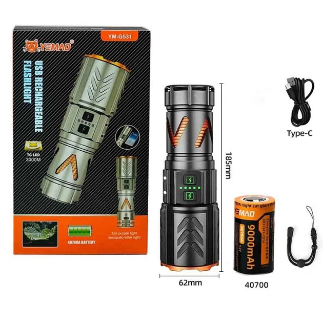 Ліхтар YEMAO YM-G531 TG 30W 1x40700 Power Bank, ЗУ Type-C zoom захист від комарів - Фото 9 Ліхтар YEMAO YM-G531 TG 30W 1x40700 Power Bank, ЗУ Type-C zoom захист від комарів - изображение 9