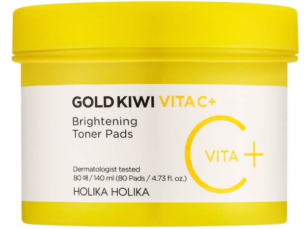 Диски для обличчя Holika Holika Gold Kiwi Vita C+ Освітлювальні 80 шт (8806334391089) - Фото 1 Диски для обличчя Holika Holika Gold Kiwi Vita C+ Освітлювальні 80 шт (8806334391089) - зображення 1