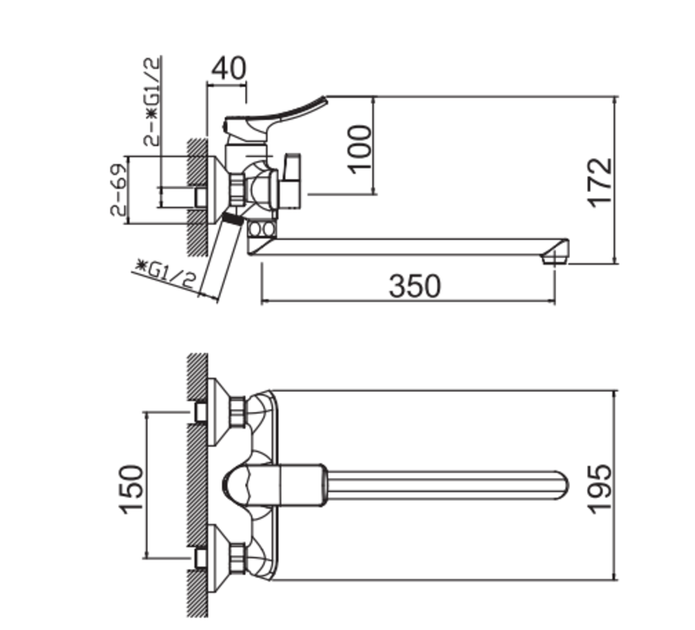 Змішувач для ванни HAIBA BOLERO 006 EURO (Колір хром) (HB9577) - изображение 4