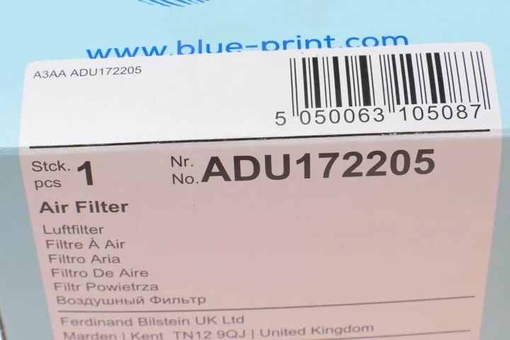 Повітряний фільтр BLUE PRINT ADU172205 Smart Fortwo Q0004591V001000000, Q0004591V001, Q0003124V001000000 - зображення 5