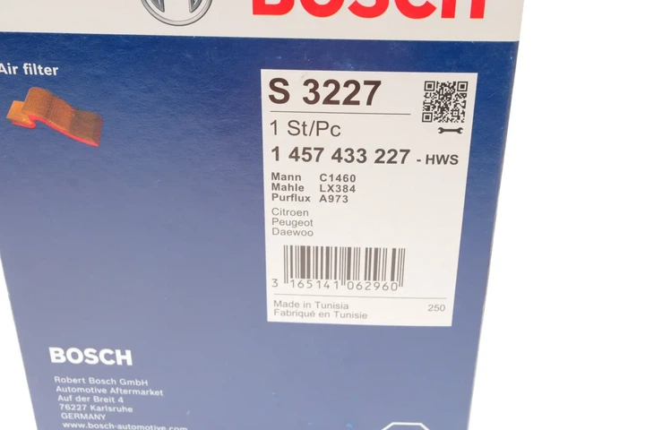 Повітряний фільтр BOSCH 1 457 433 227 Peugeot 306, Partner; Citroen Berlingo, Xsara 1444A7, 144485, 95659354 - зображення 6