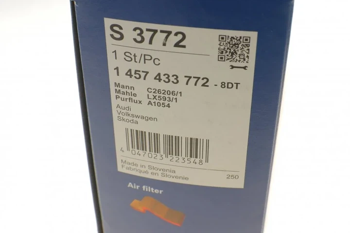 Повітряний фільтр BOSCH 1 457 433 772 Audi A4, Allroad, A6; Skoda Superb; Volkswagen Passat 059133843A, AY120NS048, 059133843 - изображение 5