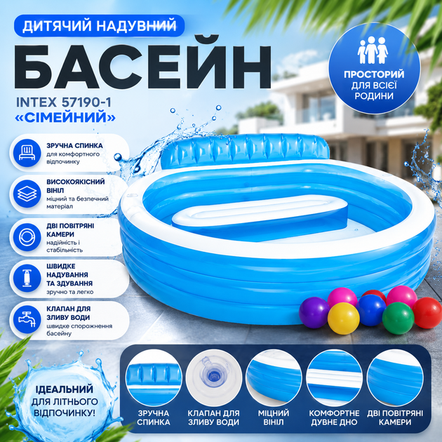 Детский надувной бассейн Intex 57190-1 «Семейный» - изображение 3