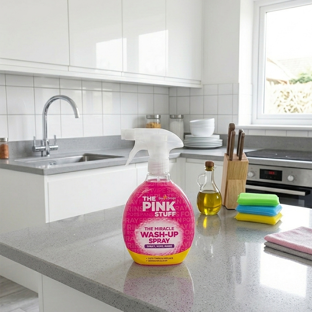Засіб для миття посуду та чищення всіх поверхонь від жиру Pink Stuff Wash-Up Spray 500 мл - Фото 2 Засіб для миття посуду та чищення всіх поверхонь від жиру Pink Stuff Wash-Up Spray 500 мл - зображення 2