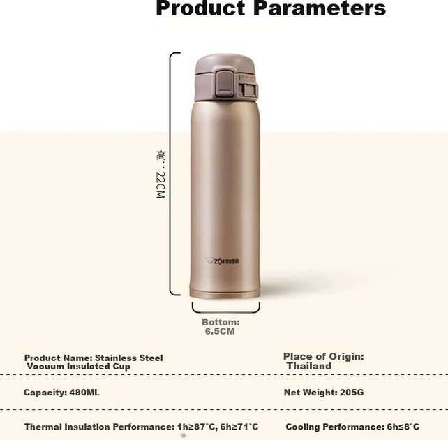 Термокружка ZO JIRUSHI PER LIG 480 мл Gold - изображение 6