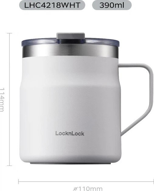 Термокружка LOCK&LOCK 390 мл White (LHC4218WHT) - Фото 3 Термокружка LOCK&LOCK 390 мл White (LHC4218WHT) - изображение 3