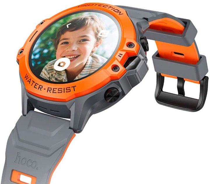 Детские смарт-часы Hoco Y107 4G 32mm IP54 Orange (6942007666060) - Фото 3 Детские смарт-часы Hoco Y107 4G 32mm IP54 Orange (6942007666060) - изображение 3