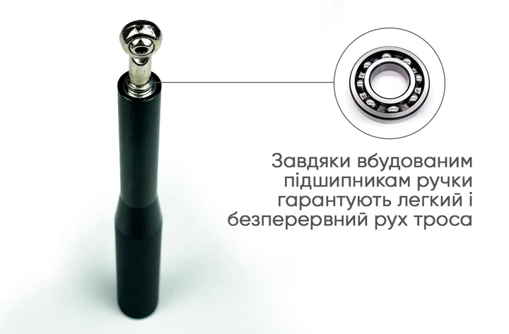 Скакалка ProDobro Aluminium стальной трос 3 м черная алюминиевые ручки - изображение 4