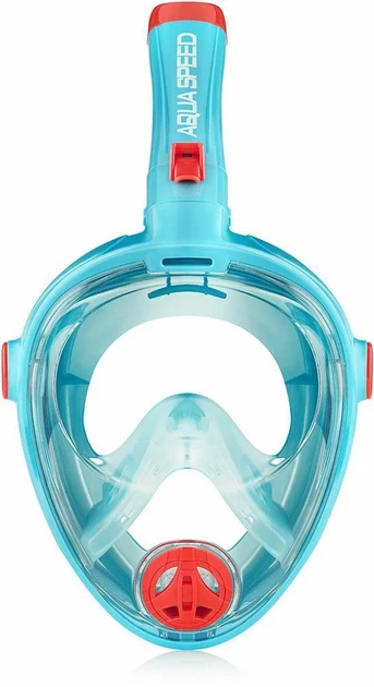 Повнолицьова маска AQUA SPEED силікон L бірюзова червона для дітей - зображення 2