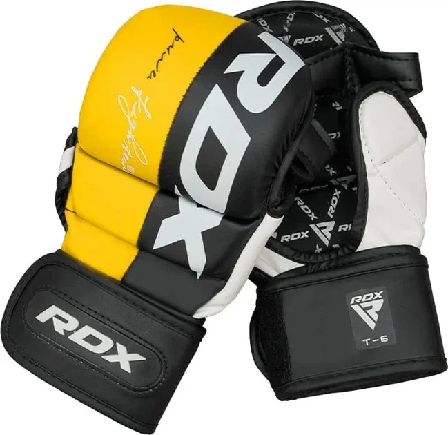 Тренировочные перчатки RDX искусственная кожа XL черный желтый белый - изображение 5