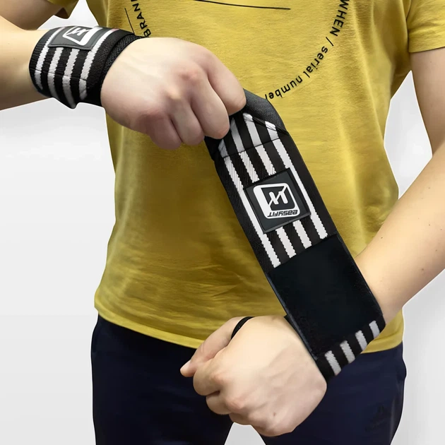 Кистевые бинты EasyFit полиэстер 50х8 см черно-белые - изображение 5