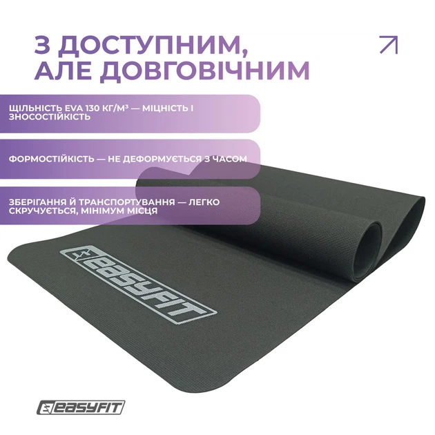 Коврик для фитнеса EasyFit EVA 3 мм черный - Фото 3 Коврик для фитнеса EasyFit EVA 3 мм черный - изображение 3