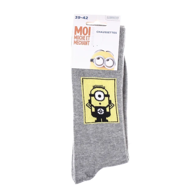 Шкарпетки MINIONS бавовна 43-46 світло-сірі - Фото 1 Шкарпетки MINIONS бавовна 43-46 світло-сірі - зображення 1