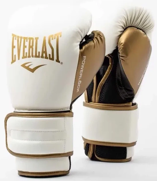 Боксерские перчатки Everlast полиуретан 10 унций белый золотой унисекс - изображение 7