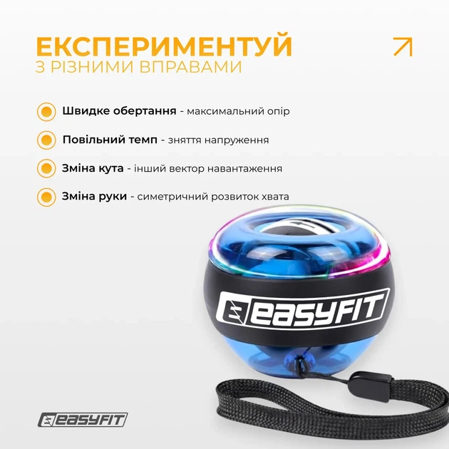 Гіроскопічний еспандер ProDobro полікарбонат 7х7х5,6 см синій LED підсвітка - зображення 6