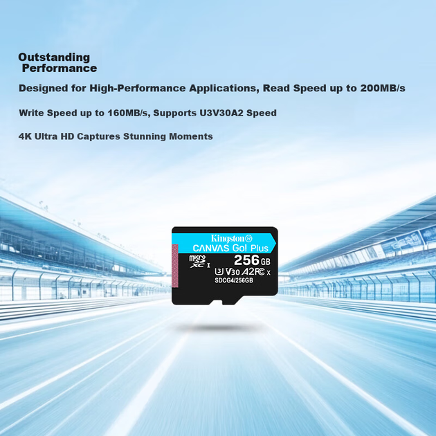 Карта пам'яті Kingston Canvas Go! Plus microSDXC 256GB UHS-I U3 V30 A2 + SD-адаптер (SDCG4/256GB) - зображення 5