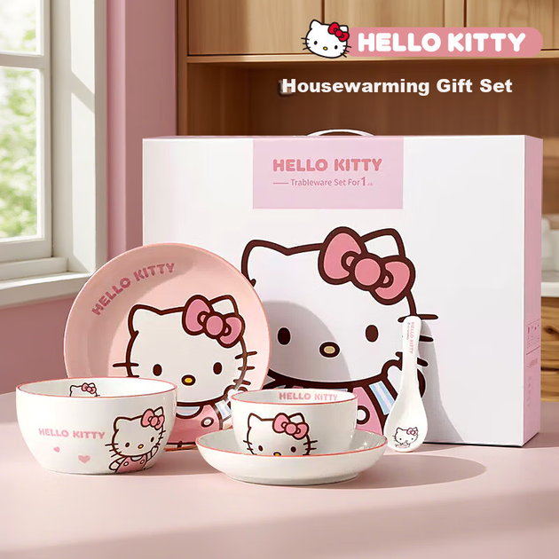 Набір MANCHAOJIA Hello Kitty керамічного посуду, 5 предметів - зображення 5