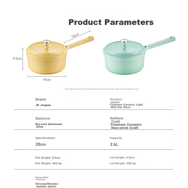 JD Original Milk Pot, Маленький горщик для супу для дитячого харчування, Керамічний антипригарний [Titanium Healthy], 20 см, градієнтний жовтий - изображение 10