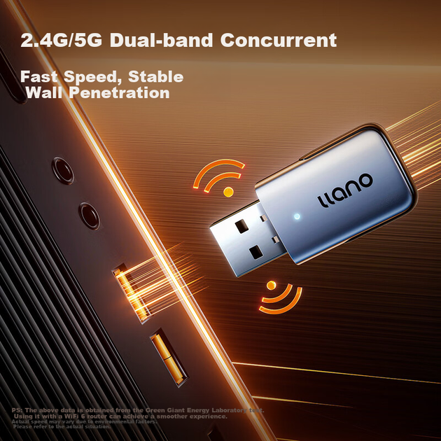Беспроводная сетевая карта Llano USB, адаптер Bluetooth WIFI6 без установки драйверов, приемник 5.4, двухканальный передатчик Wi-Fi 5G, настольный компьютер, ноутбук, Windows 10/11 - изображение 6