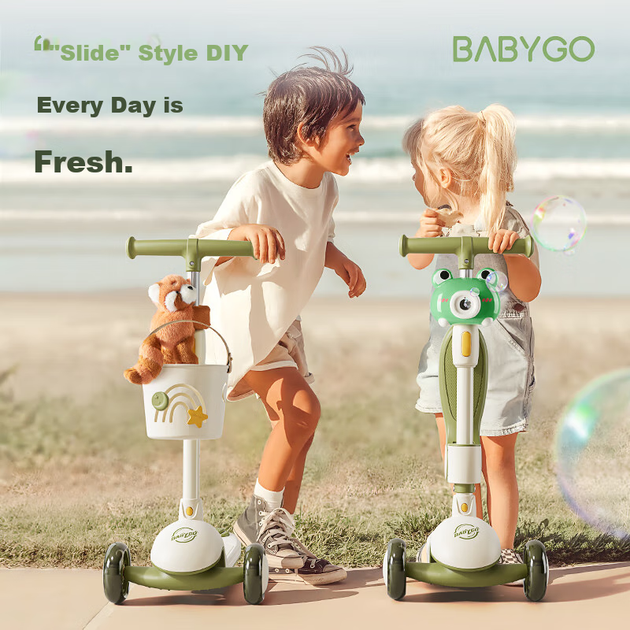 Детский самокат BG-BABYGO для детей от 1 до 3 лет, обучающая ходунка, игрушка-каталка, подарок на первый день рождения, детская коляска, двухместная. - изображение 4