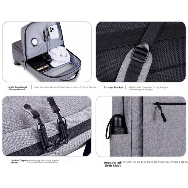 Рюкзак для ноутбука Lenovo Business Commout Large Capacity 15.6-Inch Notebook Gaming Laptop Bag Student Schoolbag B001 (светло-серый) - Фото 7 Рюкзак для ноутбука Lenovo Business Commout Large Capacity 15.6-Inch Notebook Gaming Laptop Bag Student Schoolbag B001 (светло-серый) - изображение 7