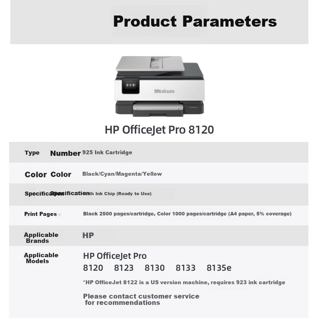 Картридж V4INK HP 925 з чипом для HP 8120/8130/8123/8133/8135e - зображення 4